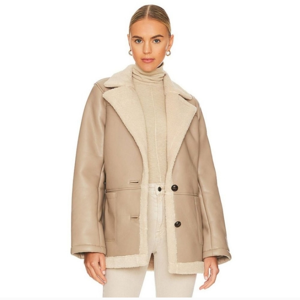 ASTR the Label NWOT Francine Faux Leather Shearling Jacket Size Large - Picture 1 of 9